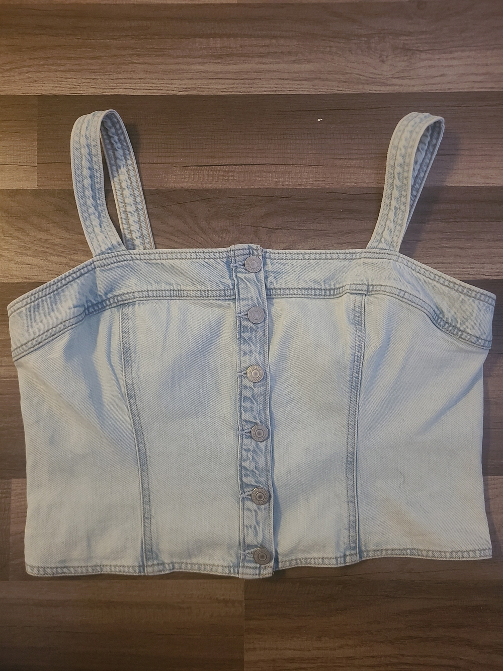 Levi's Light Wash Denim Button-Front Crop Top